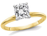 1.00 Carat (1.10 Ct. Look) Cushion Cut Synthetic Moissanite Solitaire Engagement Ring in 14K Yellow Gold